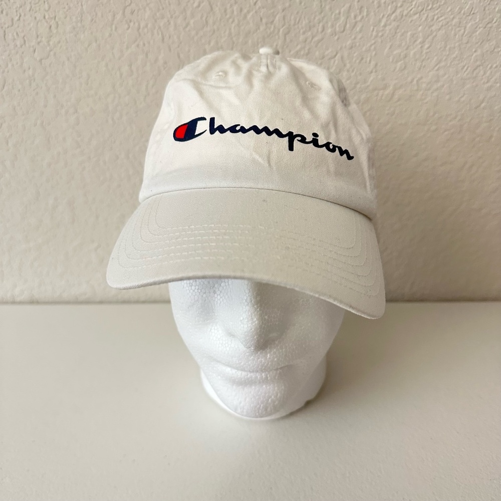 CHAMPION Ivory / White Logo Dad Hat Strapback Unisex